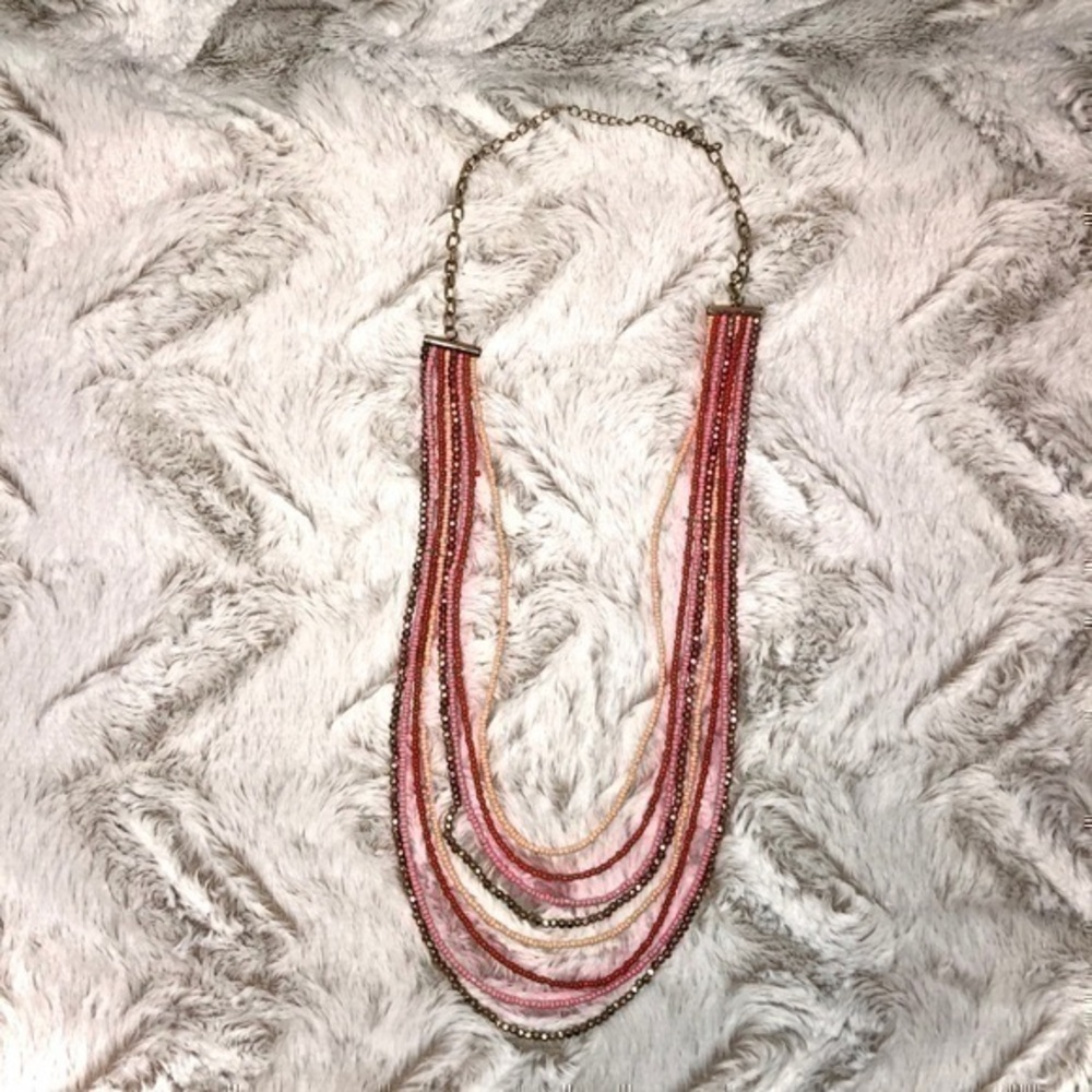 Multi-strand beaded necklace